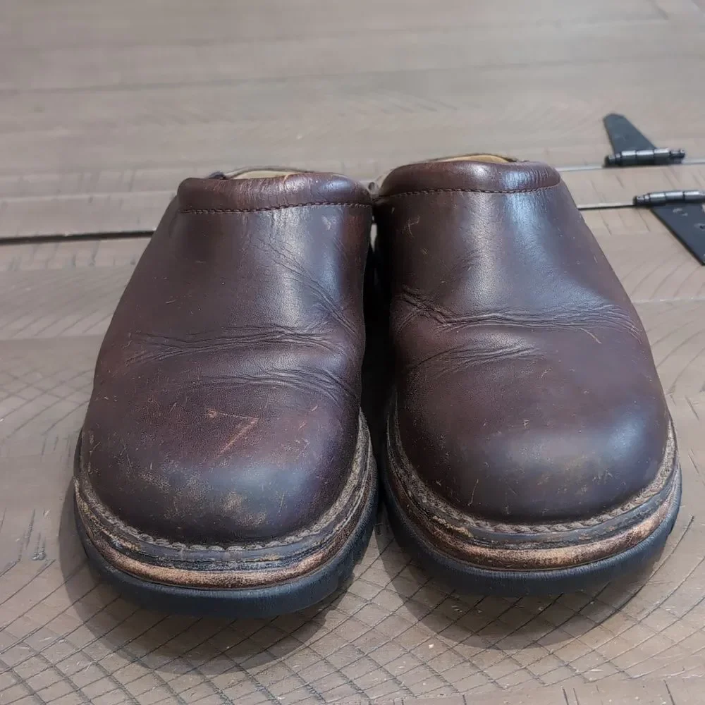 Timberland Brown Leather Slip-On Mules Sz 9
